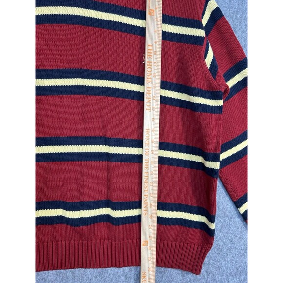 Tommy Hilfiger Men's XXL Red Sweater 100% Cotton Classic Casual Striped Heavy - Picture 4 of 7